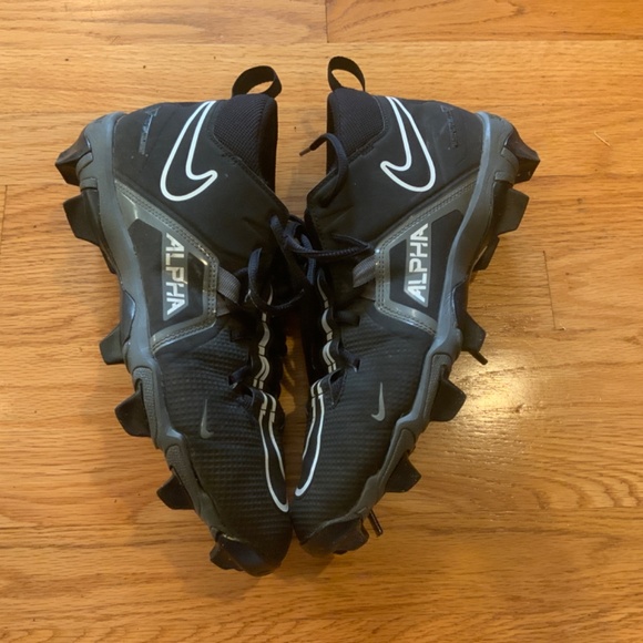 Nike Alpha Menace Shark 3 Cleats Size 10 Black/White/Grey - Picture 4 of 8